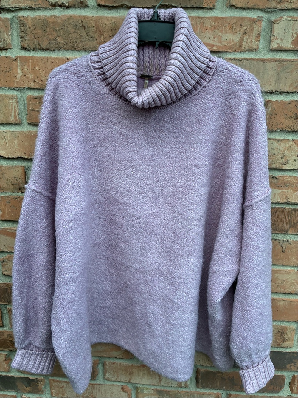 Free People Lilac Bouclé Cowl Turtleneck Sweater